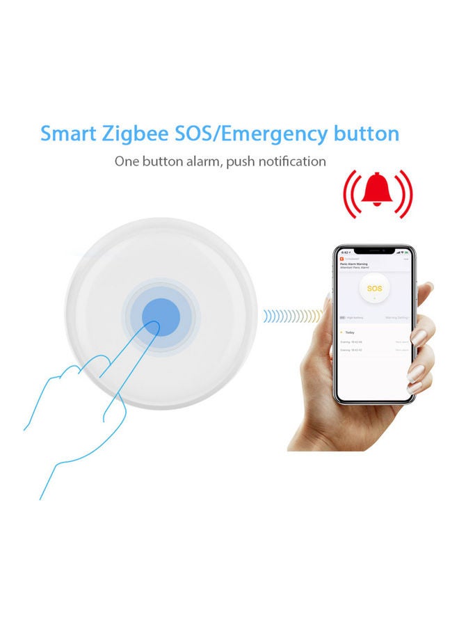 Zigbee One Button Alarm Emergency Button Linkage With Smart Home Devices White 5.80X3.00X5.80cm  - Image 2