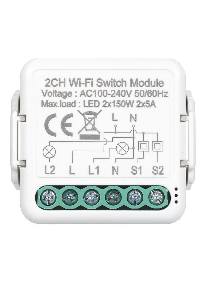Generic 2 Channel WiFi Smart Light Switch Module White 5.50X3.50X4.50cm  - Image 1