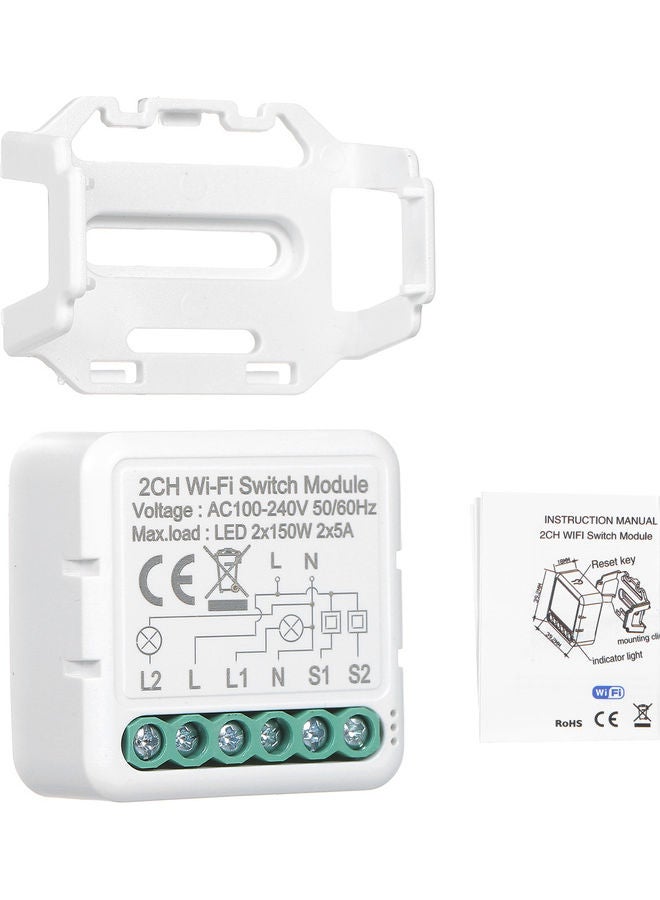 Generic 2 Channel WiFi Smart Light Switch Module White 5.50X3.50X4.50cm  - Image 2
