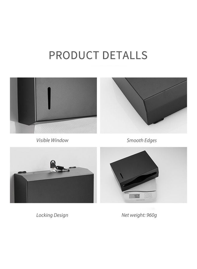 Generic - Wall Mounted Paper Towel Dispenser Silver 27.30x8.70x21.50cm - Image 1