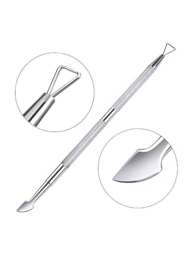 Stainless Steel Cuticle Pusher With Spoon Shaped Cleaner Silver - v1634901883/N30480222A_3