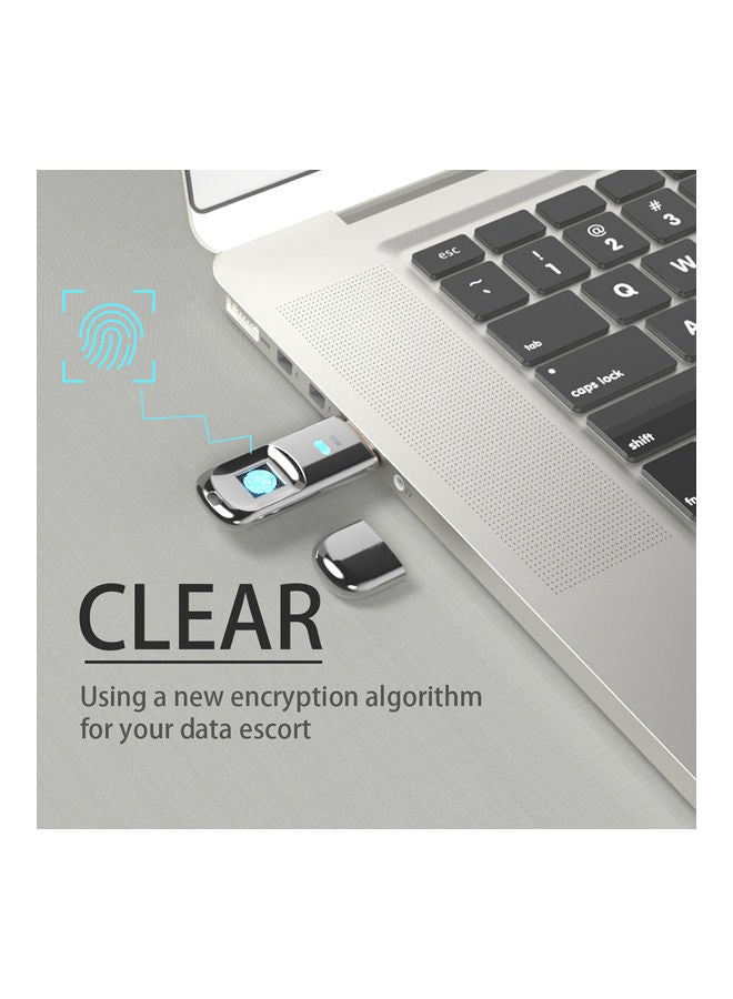 USB2.0 128G Fingerprint Code Accurate Identificaiotn U Disk White  - Image 2