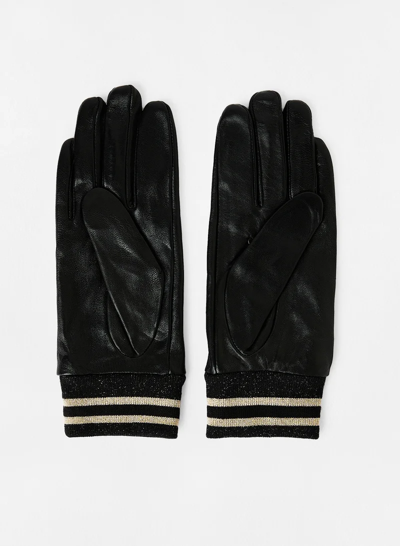 ONLY Glitter Cuff Leather Gloves