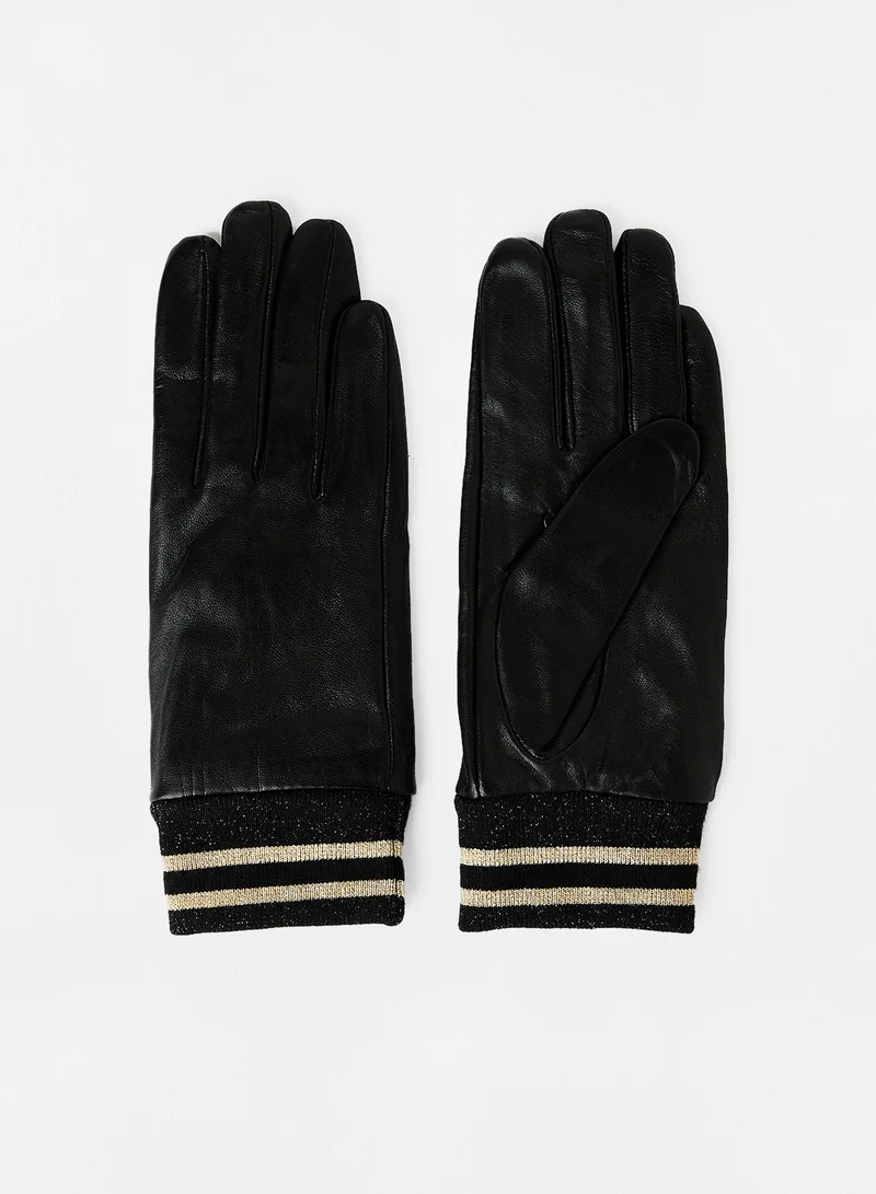 ONLY Glitter Cuff Leather Gloves