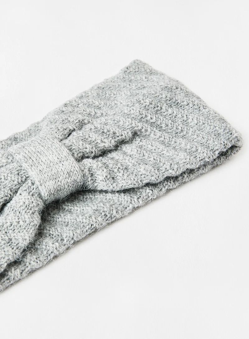 ONLY Knitted Bow Headband Grey