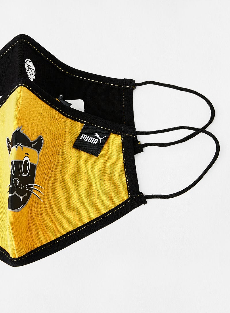 PUMA - Kids Animals Face Mask (Pack of 2) Black/Yellow - Image 1