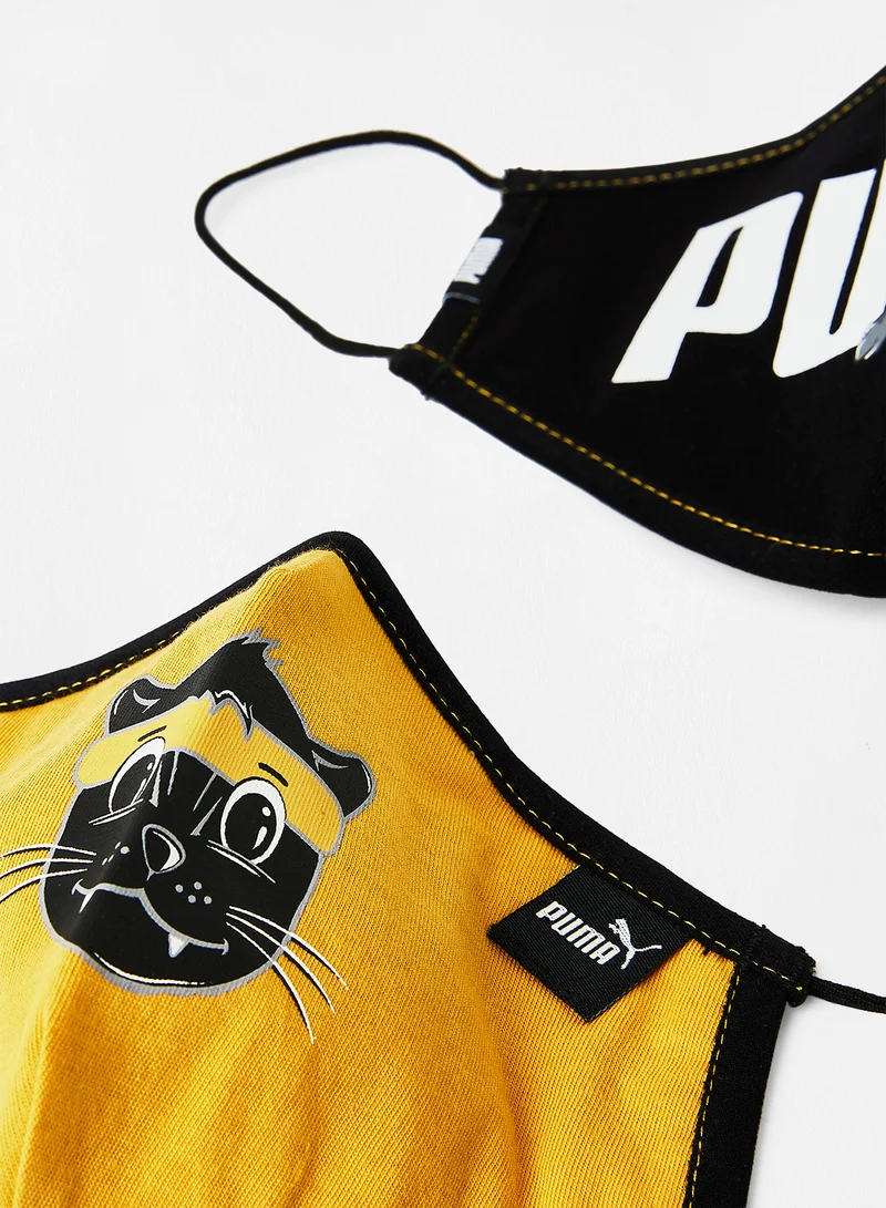 PUMA Kids Animals Face Mask (Pack of 2) Black/Yellow