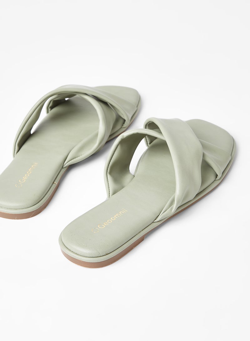 Geoomnii - Comfortable Footbed Trendy Flat Sandals Birsk Green - Image 1