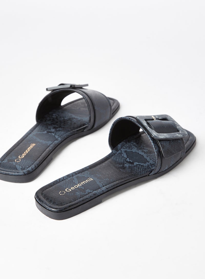 Geoomnii - Comfortable Footbed Trendy Flat Sandals Berg Black/Blue - Image 1