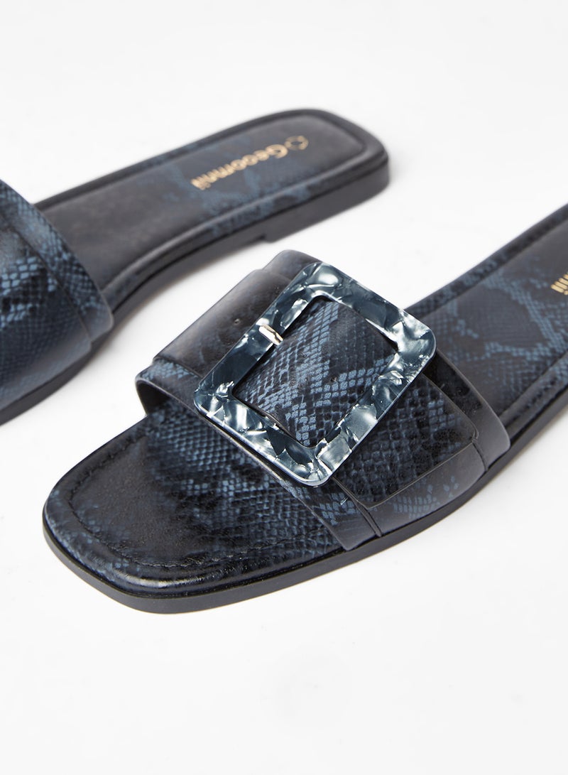 Geoomnii - Comfortable Footbed Trendy Flat Sandals Berg Black/Blue - Image 1