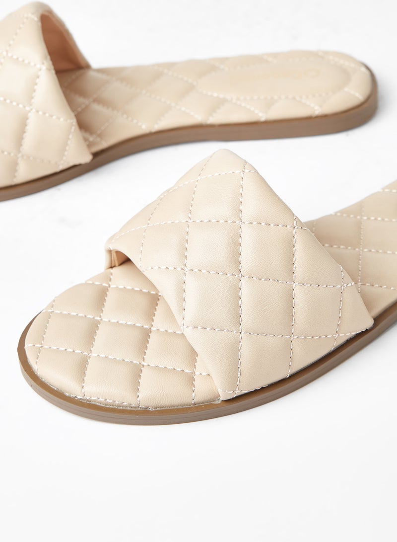 Geoomnii - Comfortable Footbed Trendy Flat Sandals Ruse Beige - Image 1