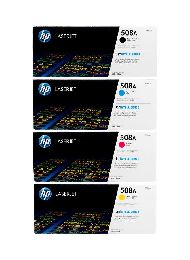 HP 4-Piece 508A Original Laser-Jet Toner Cartridges Multicolour