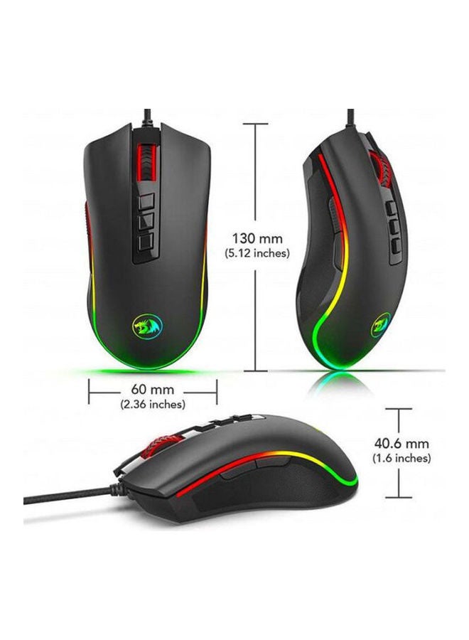 M711 Cobra Gaming Mouse with 16.8 Million RGB Color Backlit, 12,400 DPI Adjustable, Comfortable Grip, 8 Programmable Buttons, Black
