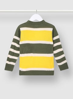 NEON Colourblock Pattern Crew Neck Sweater Green/White/Yellow  - Image 2