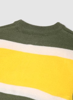 NEON Colourblock Pattern Crew Neck Sweater Green/White/Yellow  - Image 4