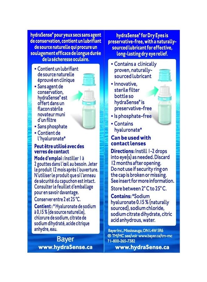 hydraSense Fast and Long-Lasting Relief Preservative Free Naturally Sourced Lubricant For Dry Eyes - Image 2