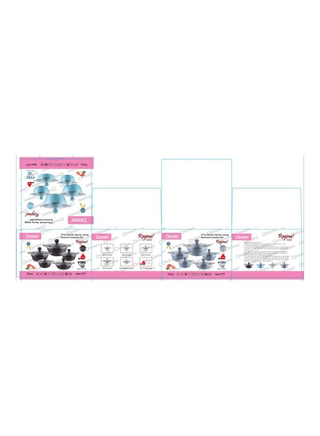 DESSINI 17-Piece Granite Cookware Set Includes 1xCasserole With Lid 20cm, 1xCsserole With Lid 24cm, 1xCasserole With Lid  28cm, 1xCasserole With Lid 32cm, 1xShallow Casserole With Lid 28cm, 7xCooking Tools Granite  - Image 2