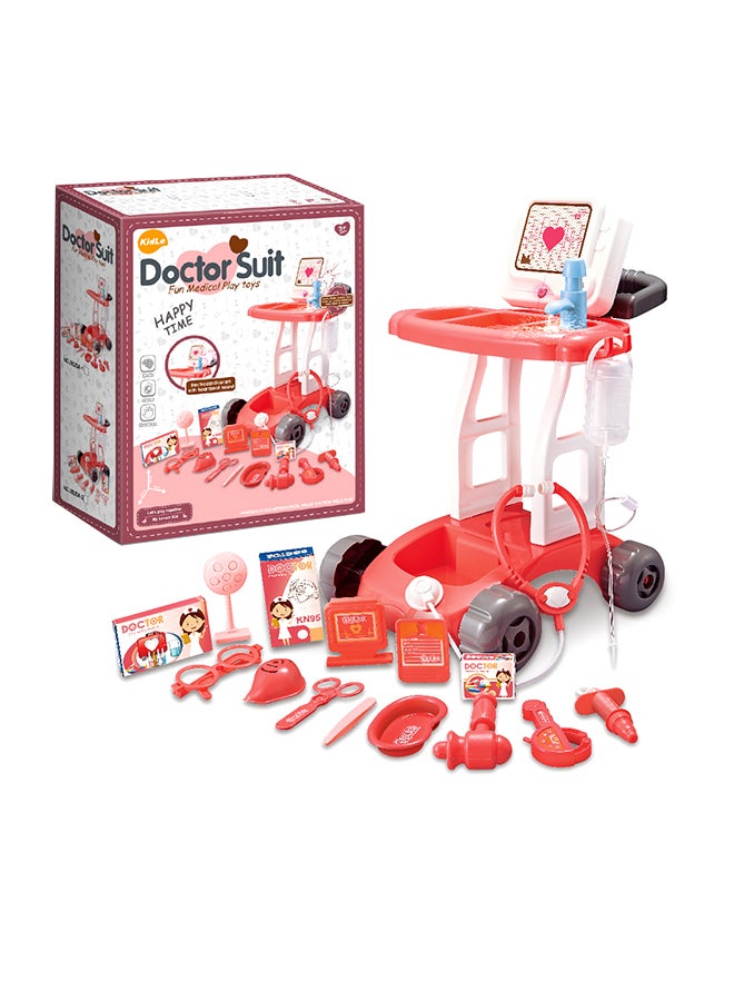 كيدل مجموعة ألعاب الطبيب مكونة من عربة طبية مزودة بأصوات وأضواء مكونة من 17 قطعة 40x30x14سم - Image 1