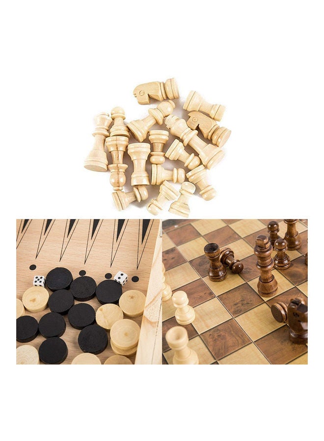 MissTiara - 3-In-1 Foldable Backgammon Checkers Chess Set 2 Players - Image 1