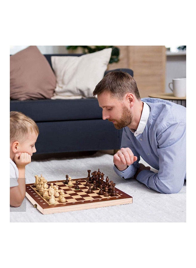 MissTiara - 3-In-1 Foldable Backgammon Checkers Chess Set 2 Players - Image 1