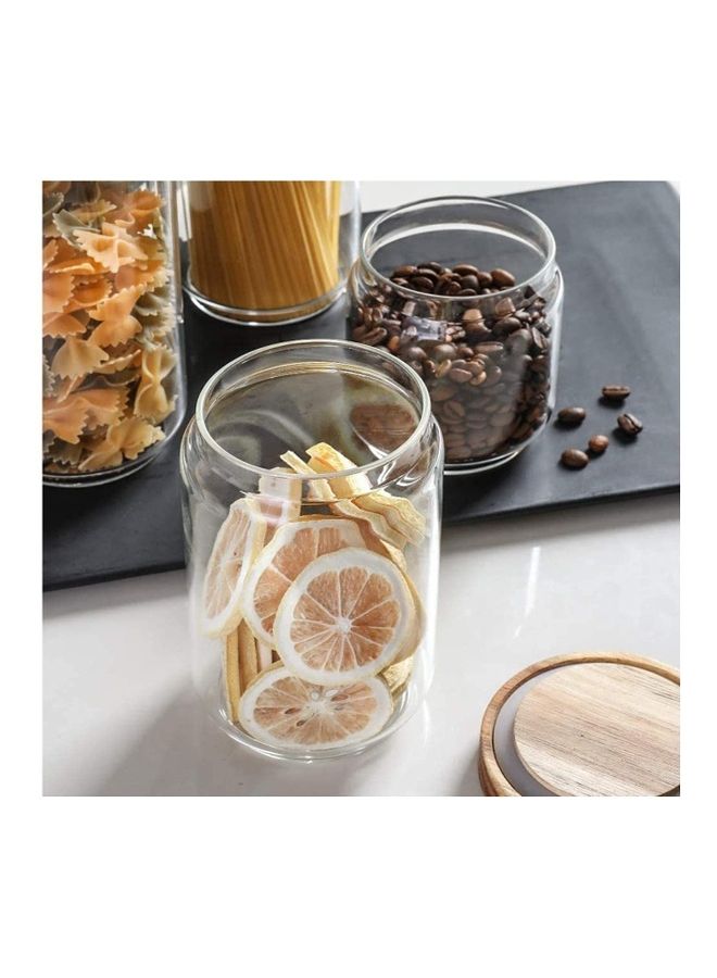 فوفو طقم مرطبانات زجاجية لتخزين الطعام مع غطاء خشبي مكون من 3 قطع شفاف 950ملليلتر - Image 4