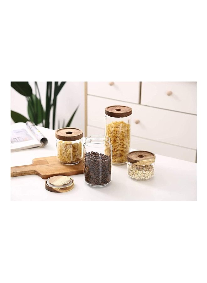 فوفو طقم مرطبانات زجاجية لتخزين الطعام مع غطاء خشبي مكون من 3 قطع شفاف 950ملليلتر - Image 5