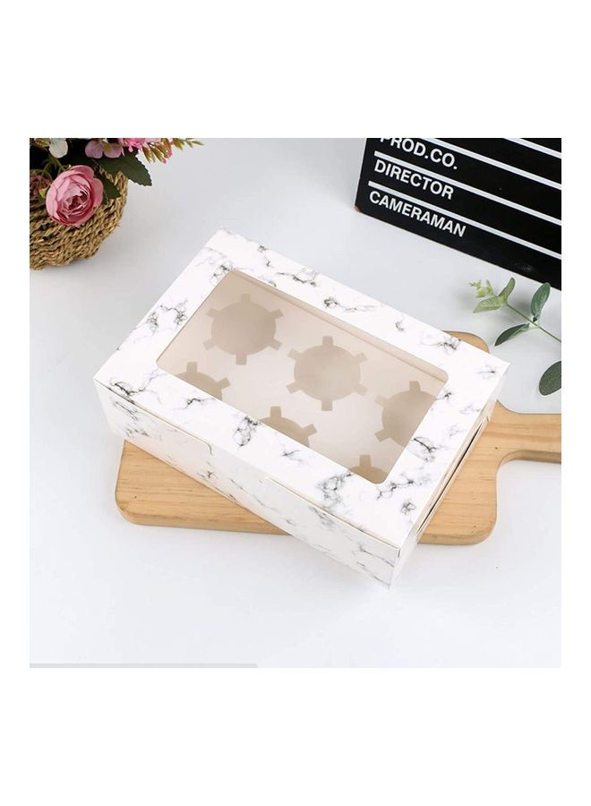 فوفو طقم علب كب كيك من ورق كرافت ب6 فتحات مع حشوات مكون من 12 قطعة 24سم - Image 1