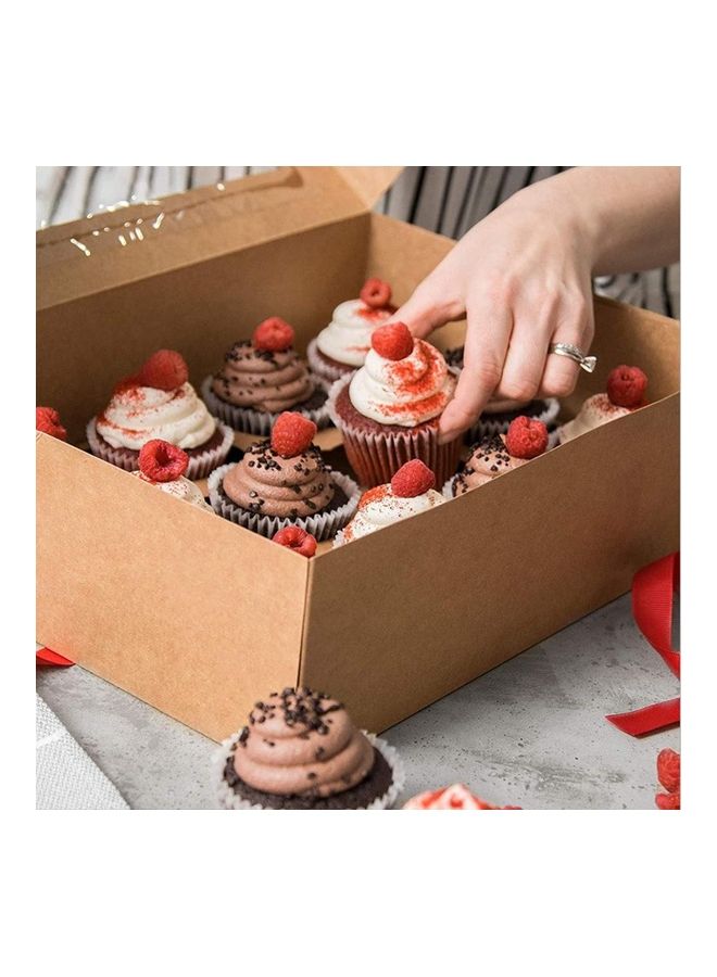 فوفو طقم علب كب كيك من ورق كرافت ب12 فتحة مع حشوات من 12 قطعة بني/شفاف 32.5سم - Image 3