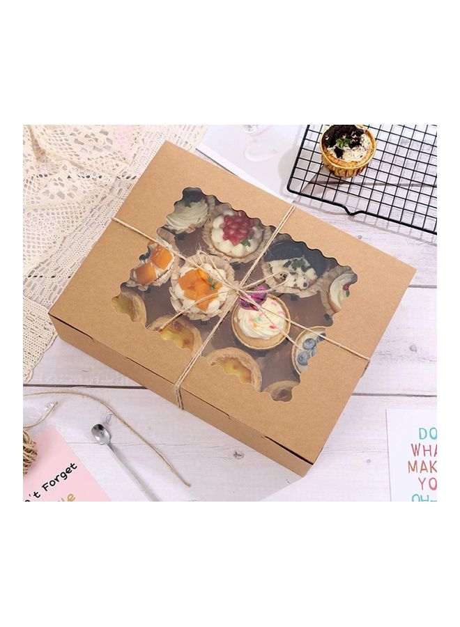 فوفو طقم علب كب كيك من ورق كرافت ب12 فتحة مع حشوات من 12 قطعة بني/شفاف 32.5سم - Image 4