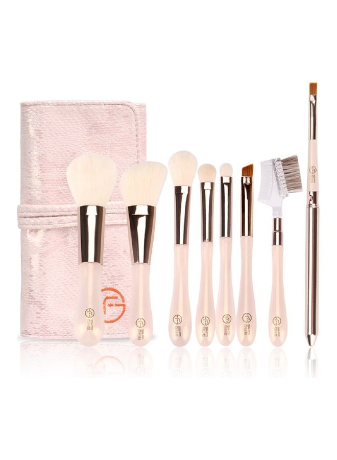 Sunflower Set of 8 Sakura Powder Series Makeup Brushes Pink  - Image 1