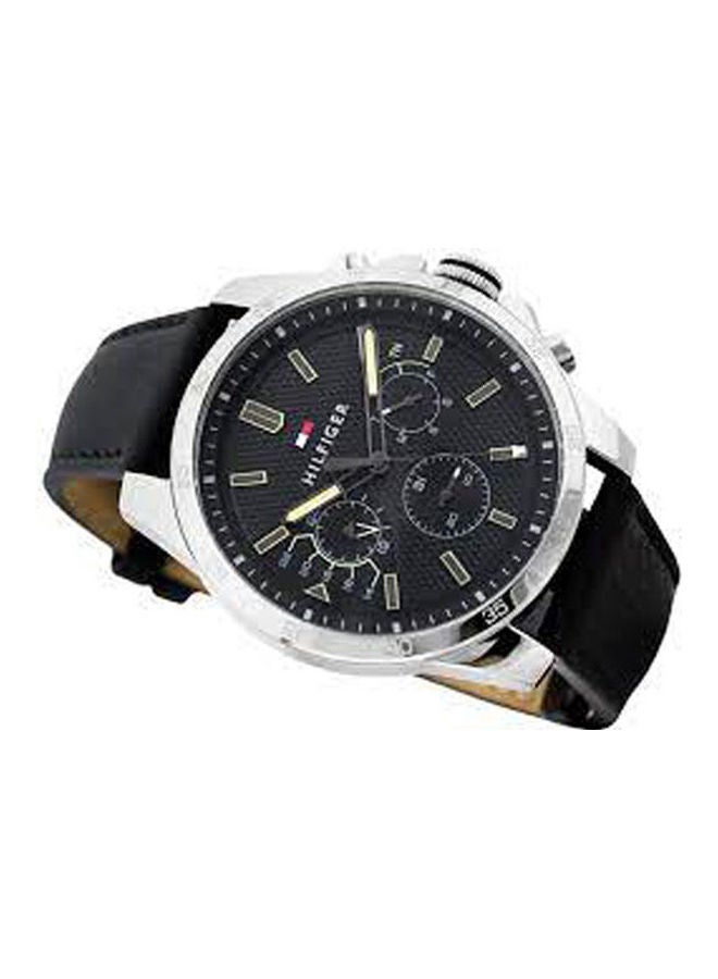 TOMMY HILFIGER Men's Leather Chronograph Buckle Watch 1791563 - Image 2