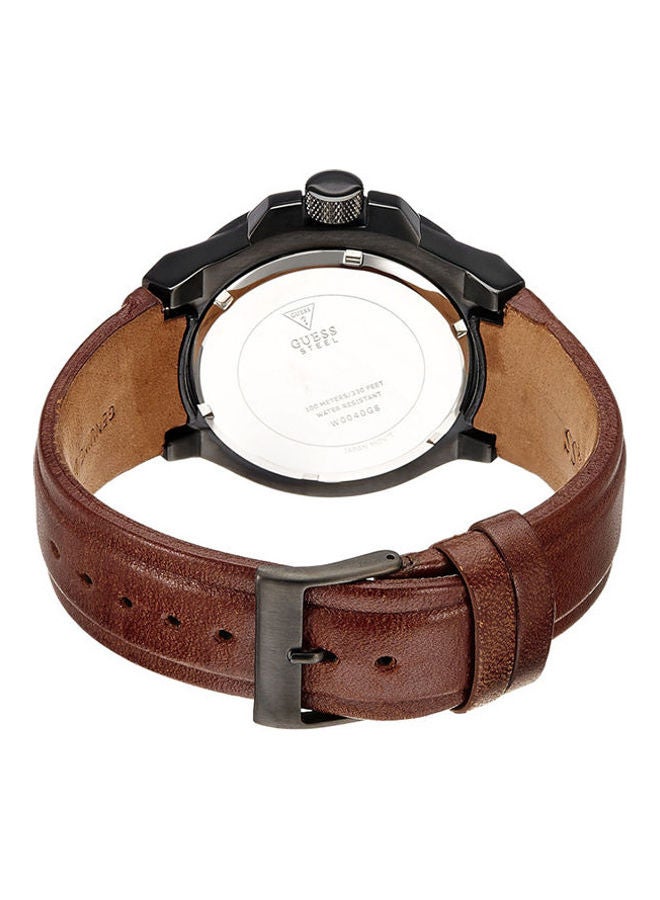 جس ساعة يد كرونوغراف بسوار من الجلد مزودة بإبزيم طراز W0040G8 للرجال - Image 2