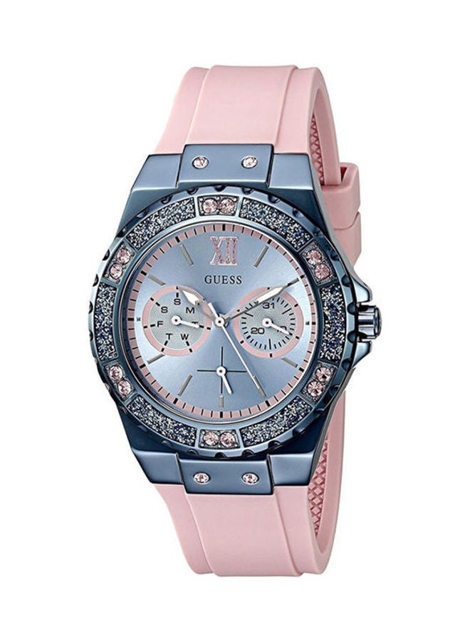 جس ساعة يد كرونوغراف بإبزيم وسوار من المطاط طراز W0775L5 للنساء - Image 1