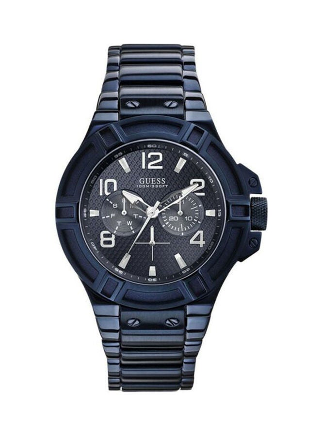 GUESS Men's Stainless Steel Chronograph Clasp Watch W0218G4 - 45 mm - Blue - Image 1