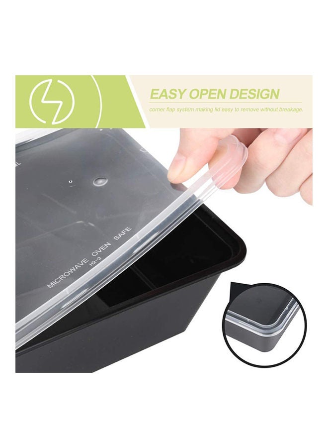 Generic Pack of 5 Microwave Boxes Insulated Healthy Food Storage Containers With Lids Black 650ml  - Image 2