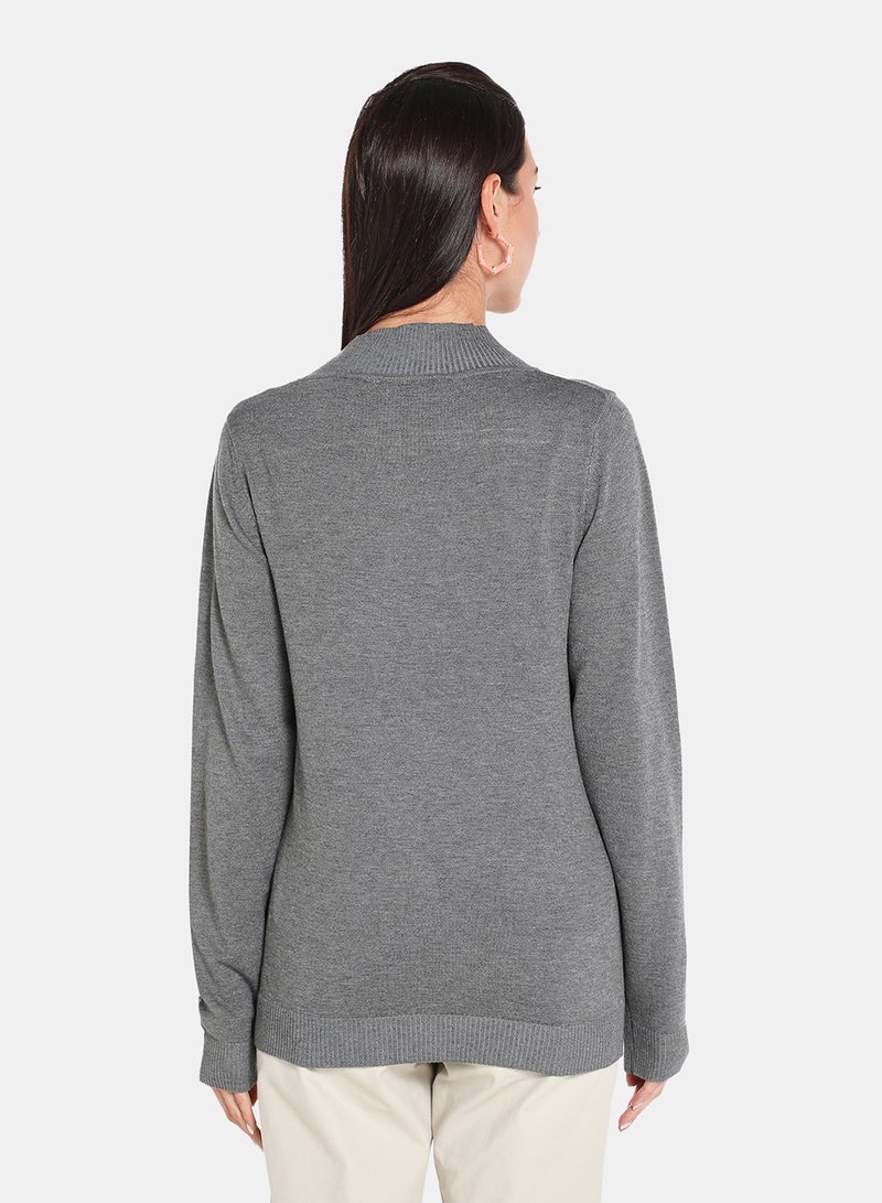DRIP - Alphabet Printed High Neck Pullover Grey - Image 1