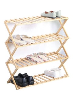 4-Tier Multipurpose Bamboo Shoe Rack Wooden 66x25x68cm