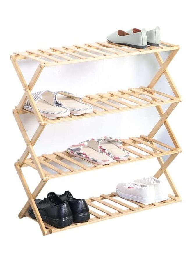 Home Pro - 4-Tier Multipurpose Bamboo Shoe Rack Wooden 66x25x68cm - Image 1