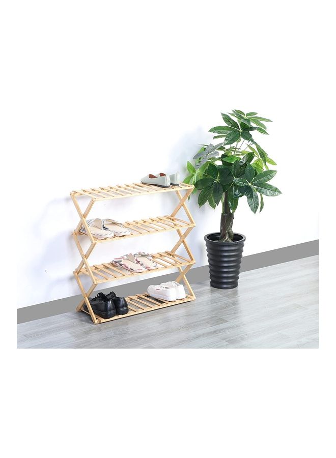 Home Pro - 4-Tier Multipurpose Bamboo Shoe Rack Wooden 66x25x68cm - Image 1
