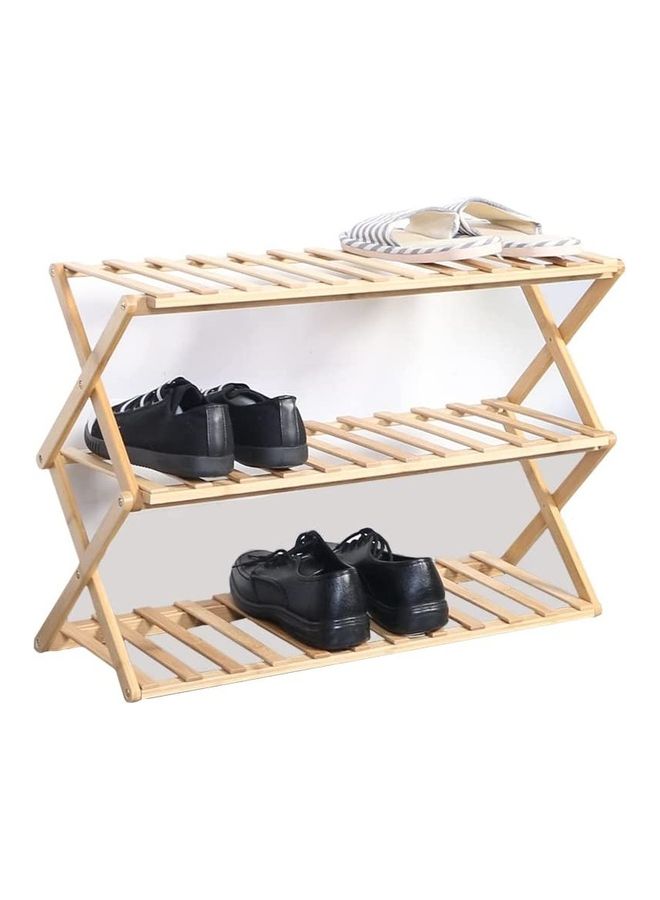 Home Pro 3-Tier Multipurpose Bamboo Shoe Rack Wooden 46x49x26cm - Image 1