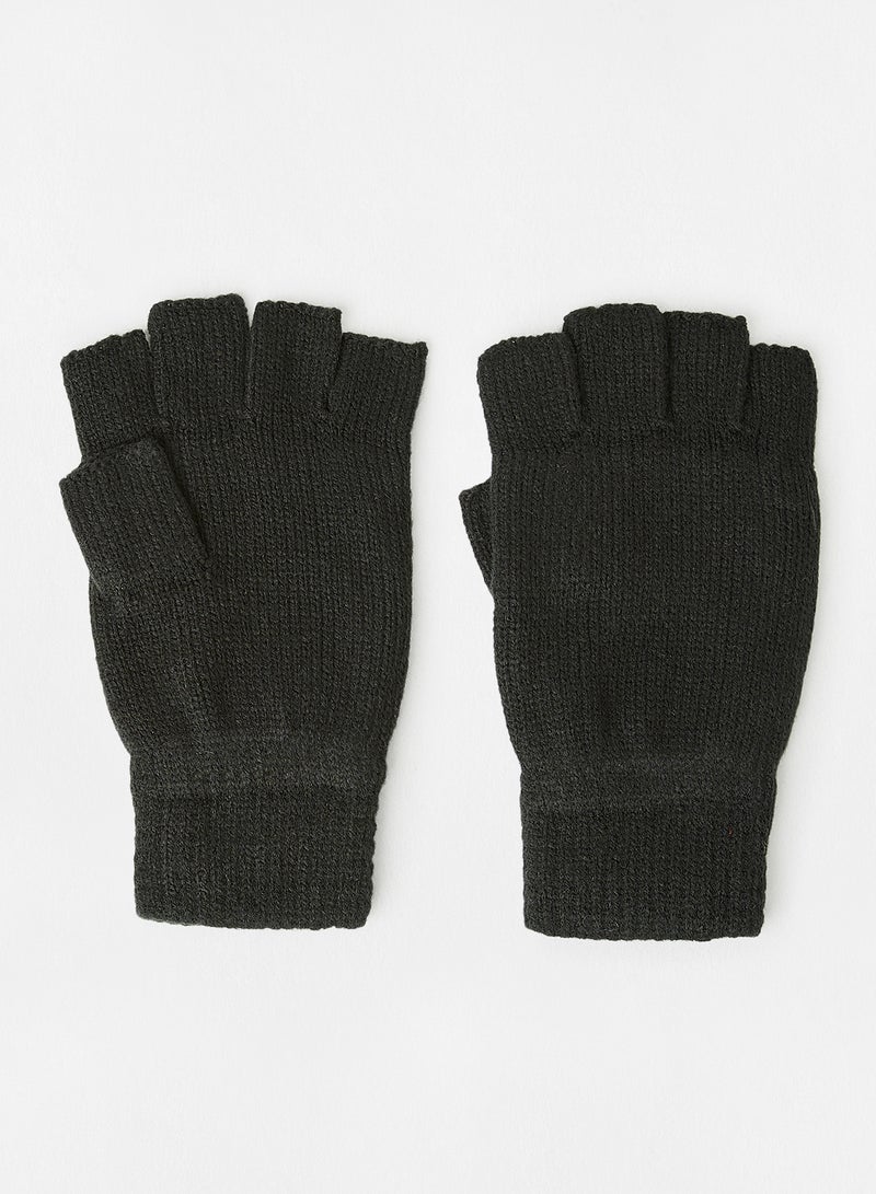 اونلي اند سانز قفازات محبوكة بدون أصابع أسود - Image 2