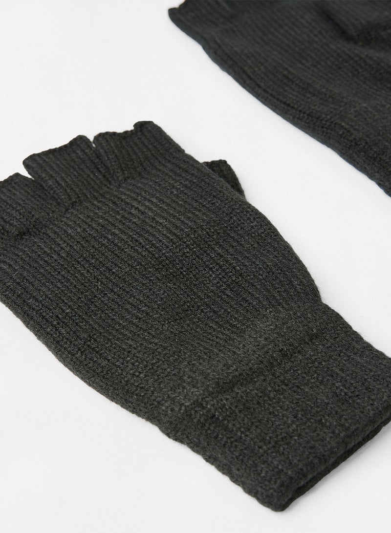 اونلي اند سانز قفازات محبوكة بدون أصابع أسود - Image 3