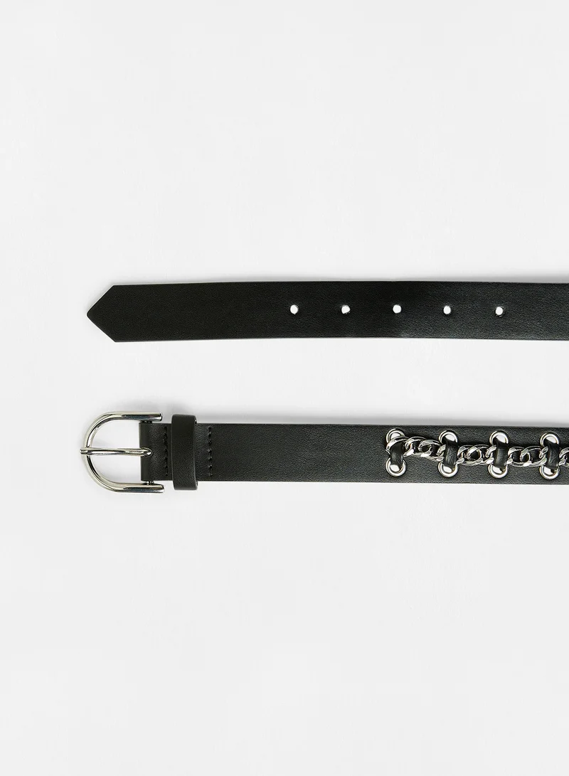 ONLY Chain Linked Belt Black