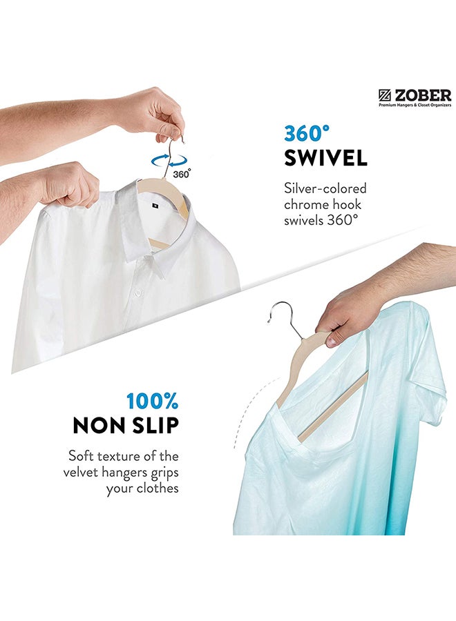 زوبير طقم علاقات مخملية بخطاف دوار بزاوية 360 درجة مضاد للانزلاق مكون من 30 قطعة . عاجي 43.18x23.3x0.5سم - Image 5