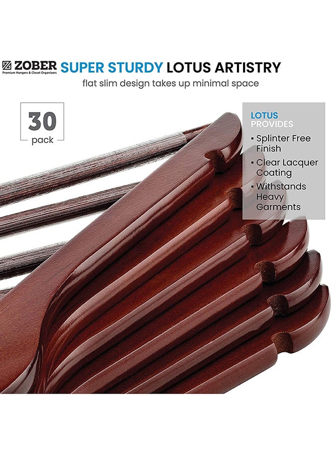 زوبير خطاف دوار بزاوية 360 درجة مانع للانزلاق ومشابك خشبية مقطوعة بدقة مكونة من 30 قطعة . بني/فضي . 44.5x22.86x1.01سم - Image 3