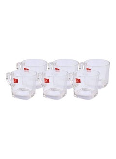 Blinkmax Glass Plain Tea Mug Set with Squared Base Clear 7.5X7.5cm  - Image 1