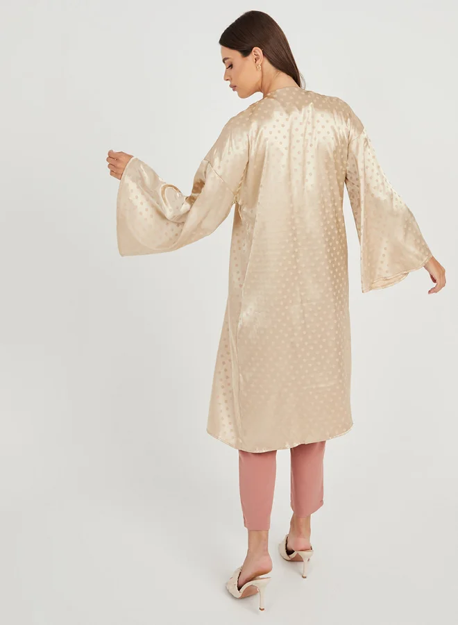 Closet By Styli Spot Jacquard Satin Kimono Cream
