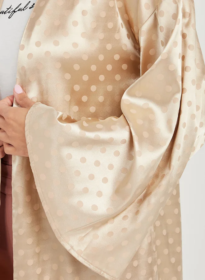Closet By Styli Spot Jacquard Satin Kimono Cream