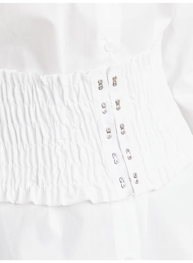 Closet By Styli Button Through Mini Dress White