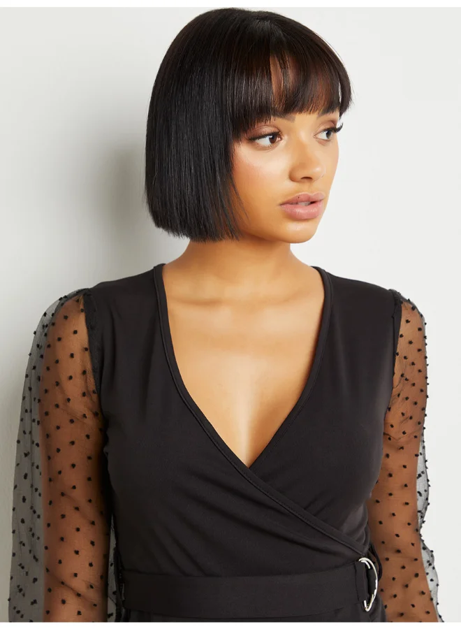 Closet By Styli Lace Detail Mini Dress Black